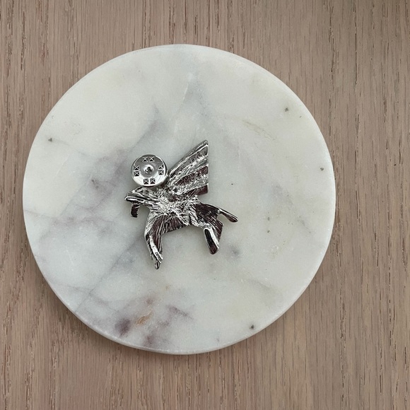 Origami Pegasus Winged Horse Silver Metal Pin Badge - Picture 4 of 4